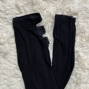 Black Leggings with Elastic Hip Ladder Cage Cutout Details